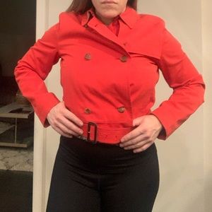 Burberry red crop raincoat